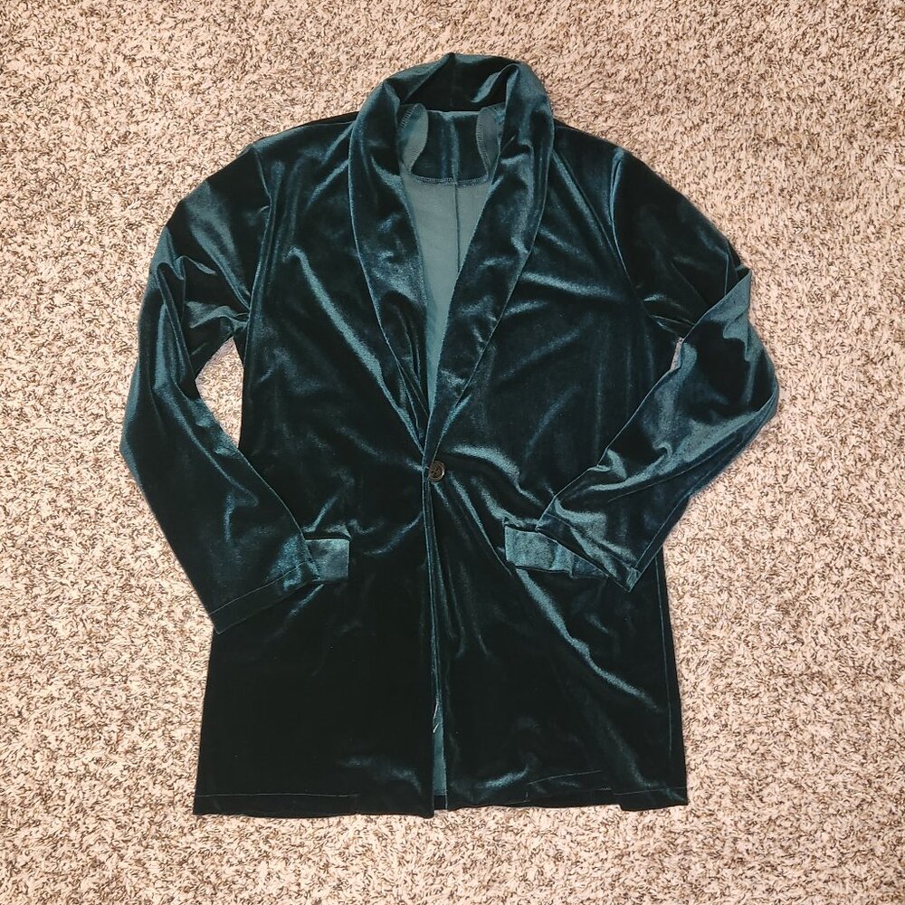 Stunning Dark Green Velvet Blazer – Size M – Festive Holiday